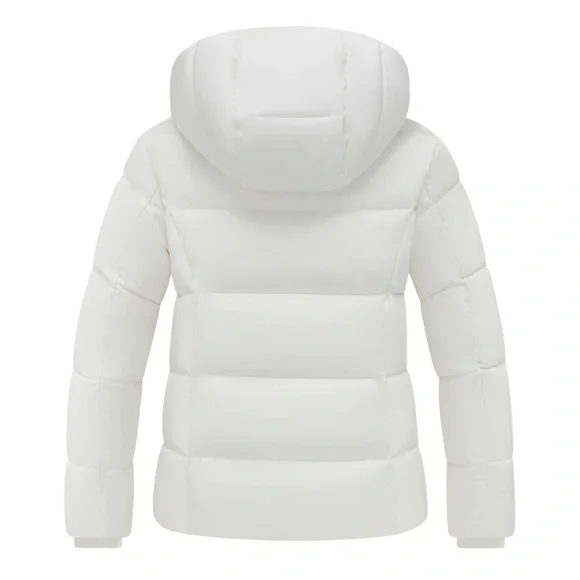 White Puffer Jacket with Hood - Picture 2 of 5
